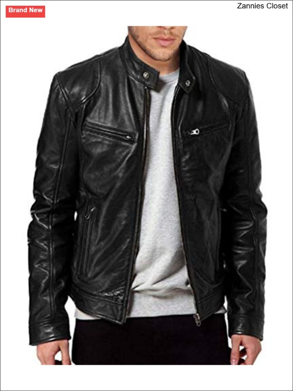 Genuine Lambskin Leather Biker Jacket Men's Moto Style Moto Jacket